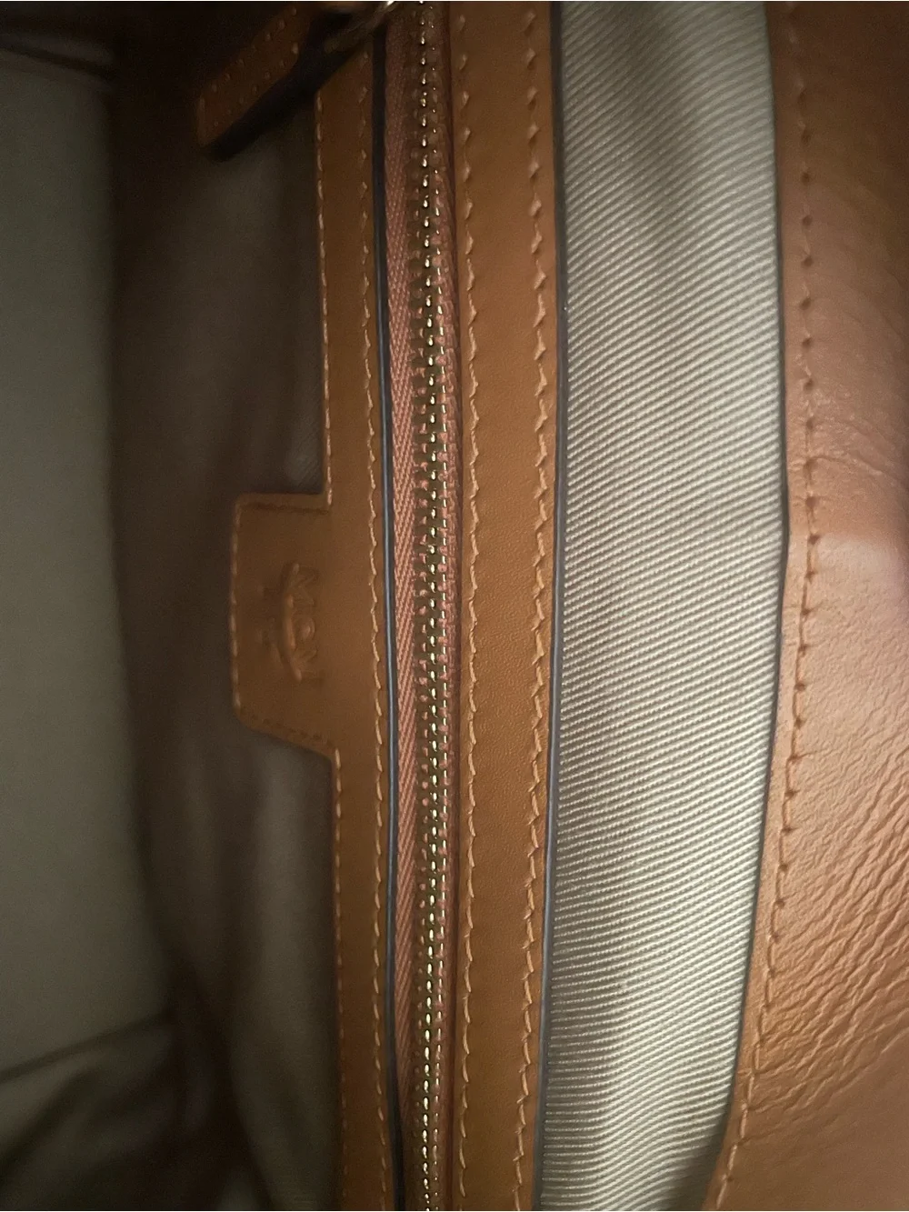 MCM MFO Colorblock Pink Coated Canvas with Tan Leather Backpack